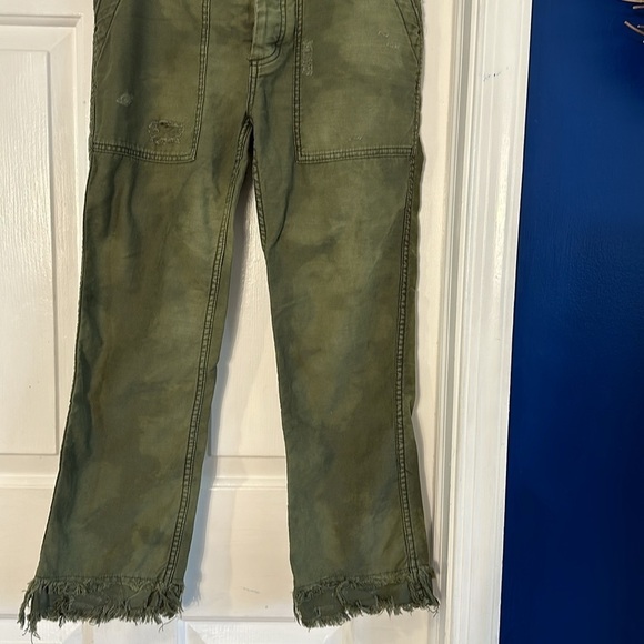 Women’s Free People Stormbringer Green Distressed Straight Leg Pants Size 26 - Picture 5 of 15
